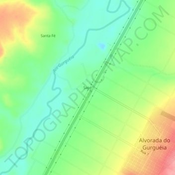 Sapé topographic map, elevation, terrain
