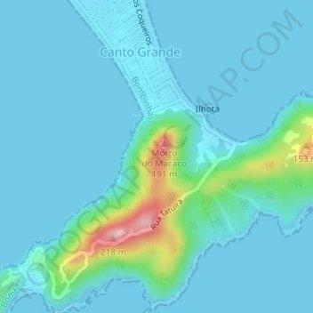 Morro dos Macacos topographic map, elevation, terrain