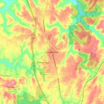 Gardendale topographic map, elevation, terrain