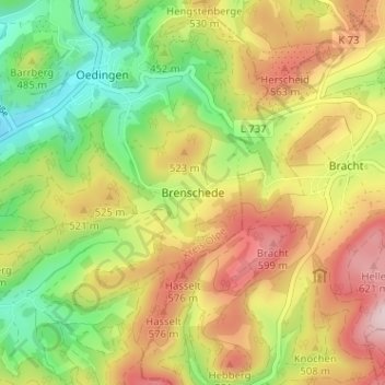 Brenschede topographic map, elevation, terrain