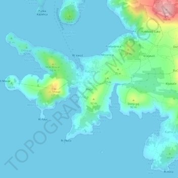 Ploča topographic map, elevation, terrain