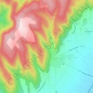 Fresneau topographic map, elevation, terrain