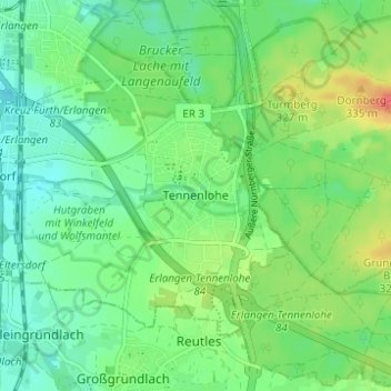 Tennenlohe topographic map, elevation, terrain