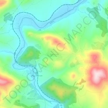 Dropla topographic map, elevation, terrain