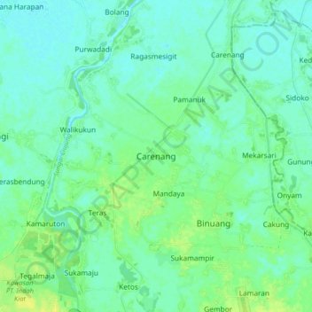 Carenang topographic map, elevation, terrain