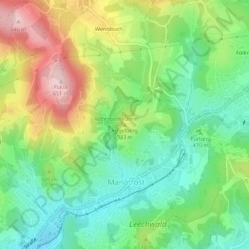 Kogelberg topographic map, elevation, terrain