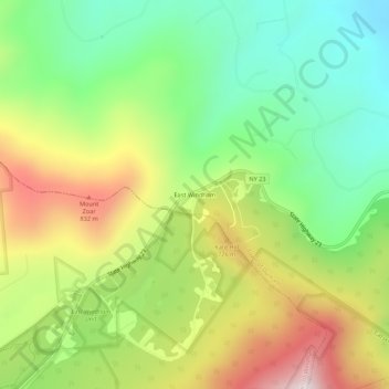 East Windham topographic map, elevation, terrain