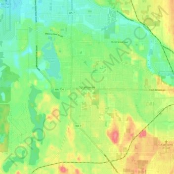 Spanaway topographic map, elevation, terrain