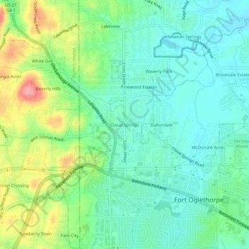 Cloud Springs topographic map, elevation, terrain