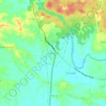 Tabugon topographic map, elevation, terrain