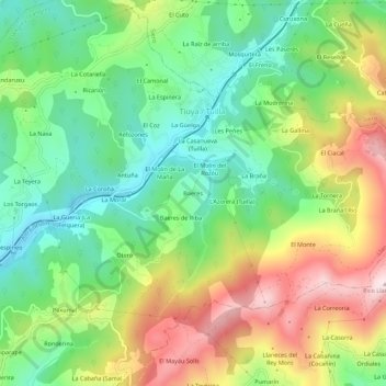 Baeres topographic map, elevation, terrain