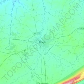 Rewa topographic map, elevation, terrain