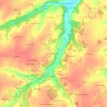 Les Ravineaux topographic map, elevation, terrain