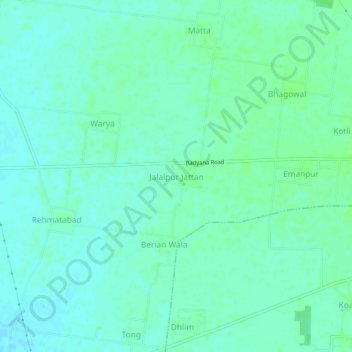 Jalalpur Jattan topographic map, elevation, terrain