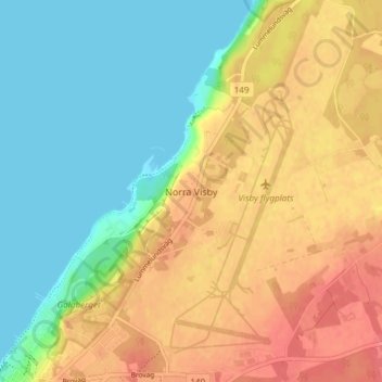 Norra Visby topographic map, elevation, terrain