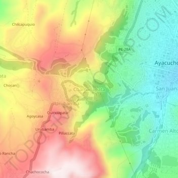 Chamanapata topographic map, elevation, terrain