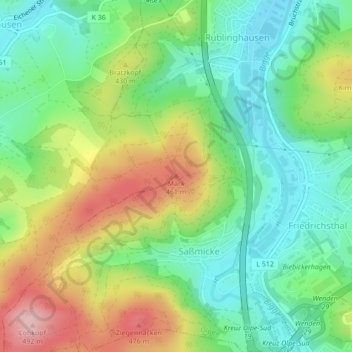 Mark topographic map, elevation, terrain