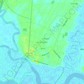 Darien Heights topographic map, elevation, terrain