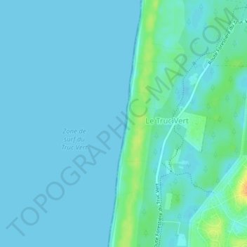 Plage du Truc Vert topographic map, elevation, terrain