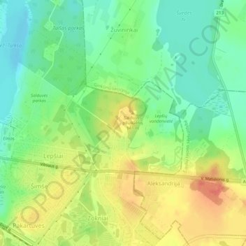 Salduvė topographic map, elevation, terrain