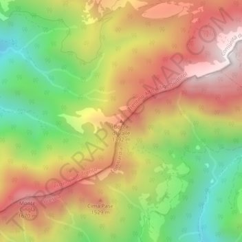 Bocca di Valle topographic map, elevation, terrain