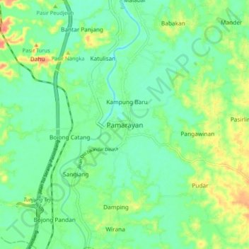 Pamarayan topographic map, elevation, terrain
