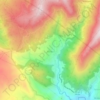 Hospital topographic map, elevation, terrain