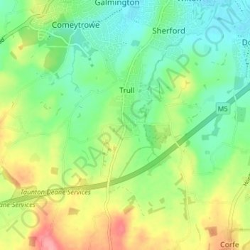 Staplehay topographic map, elevation, terrain