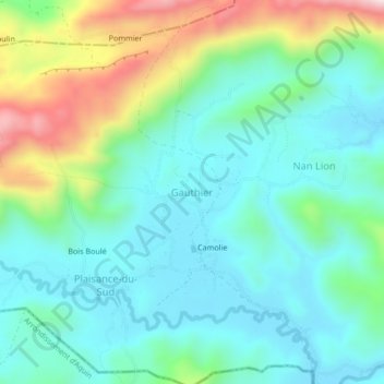 Gauthier topographic map, elevation, terrain