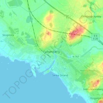 Falkenberg topographic map, elevation, terrain