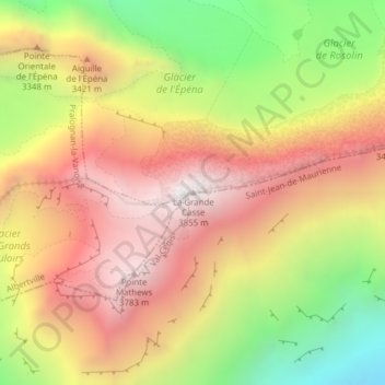 La Grande Casse topographic map, elevation, terrain