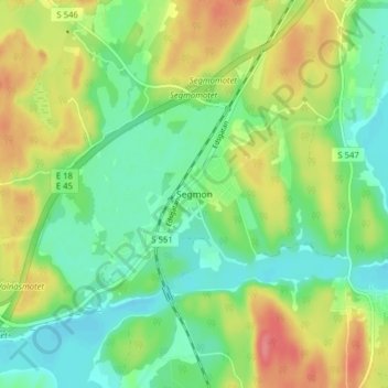 Segmon topographic map, elevation, terrain