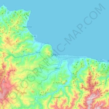 Ordu topographic map, elevation, terrain