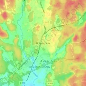 Bräkne-Hoby topographic map, elevation, terrain