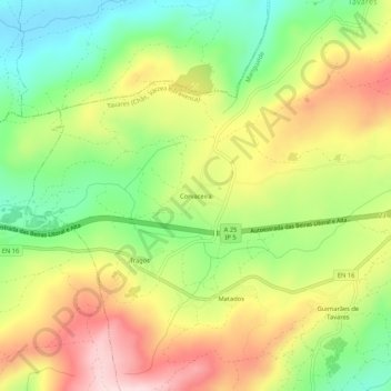 Corvaceira topographic map, elevation, terrain