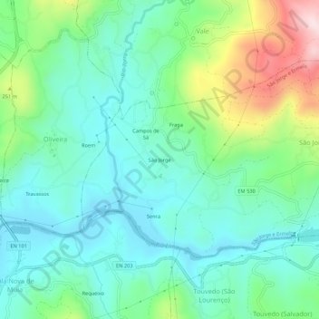 São Jorge topographic map, elevation, terrain