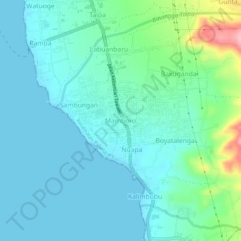 Mamboro topographic map, elevation, terrain