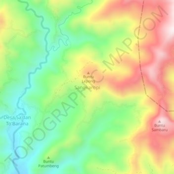 Sangkaropi topographic map, elevation, terrain