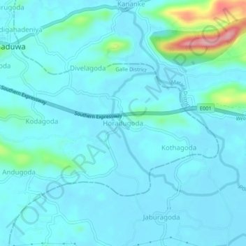 Horadugoda topographic map, elevation, terrain