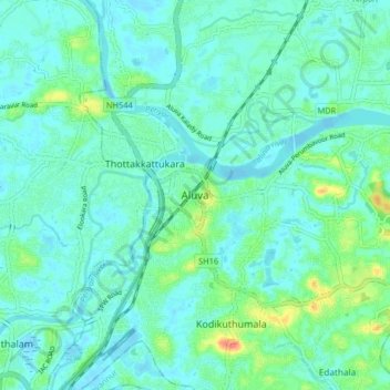 Aluva topographic map, elevation, terrain