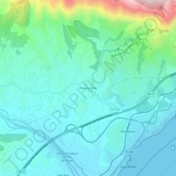 Altea la Vella topographic map, elevation, terrain