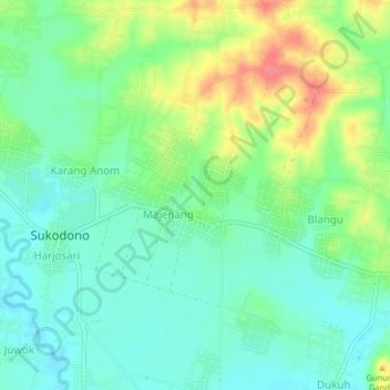Majenang topographic map, elevation, terrain