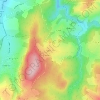 Villars le Bas topographic map, elevation, terrain
