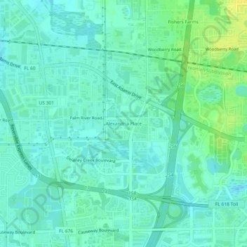 Alexandria Place topographic map, elevation, terrain