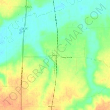 Berdan topographic map, elevation, terrain