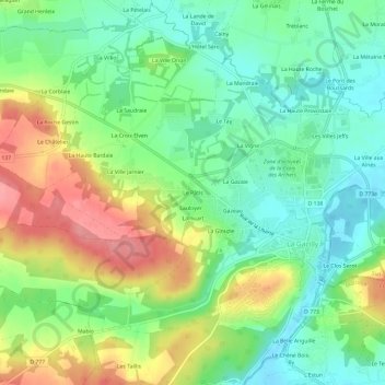Le Pâtis topographic map, elevation, terrain