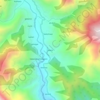 silyara topographic map, elevation, terrain