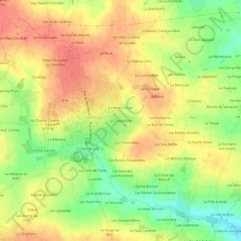 La Chapellerie topographic map, elevation, terrain