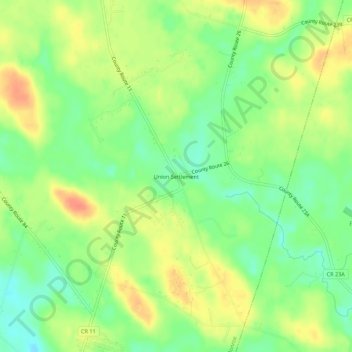 Union Settlement topographic map, elevation, terrain