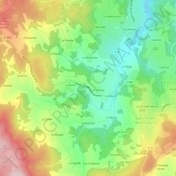 Rouade topographic map, elevation, terrain